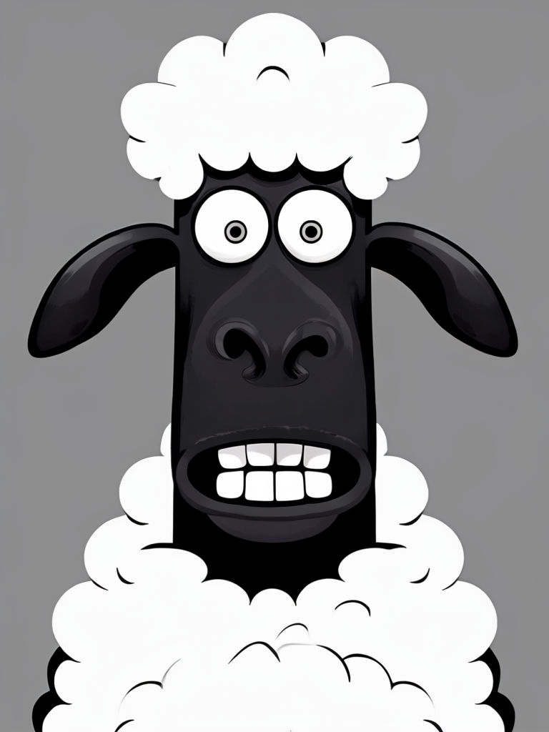 Surprised Cartoon Sheep Character with Comedic Expression T-shirt