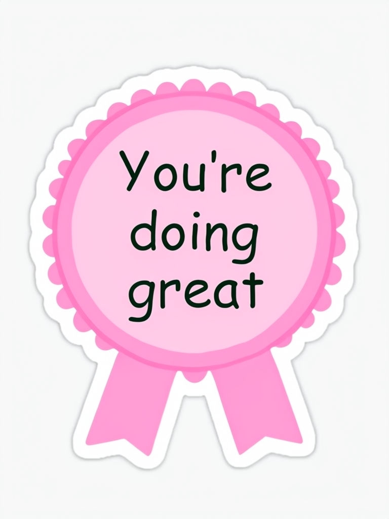 You're Doing Great Handwritten Sticker Design in Pastel Pink Sticker