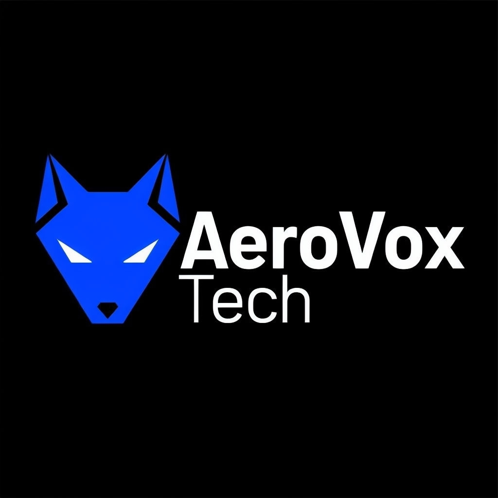 Modern AeroVox Tech Logo with Geometric Fox Head Design