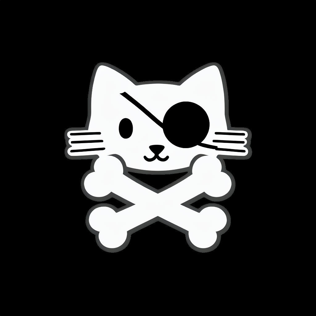 Minimalist Pirate Cat Face with Crossbones T-Shirt