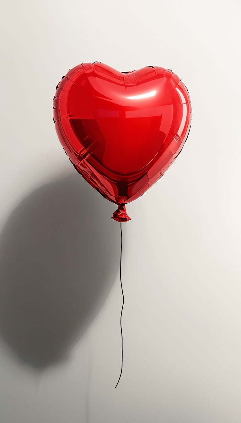 Glossy Red Heart-Shaped Balloon Minimalist Design Phone Case Cover