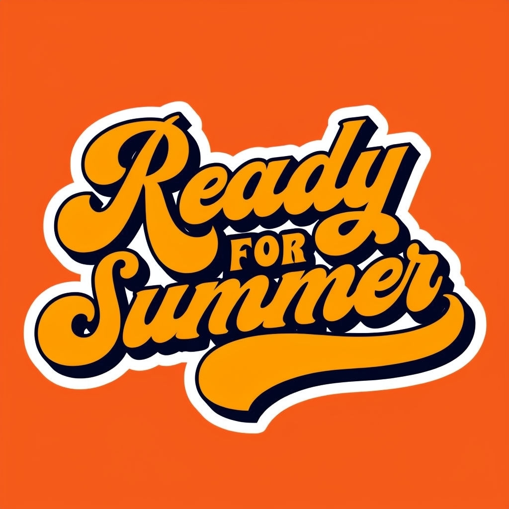 Cheerful Retro 'Ready for Summer' Text Design Sticker