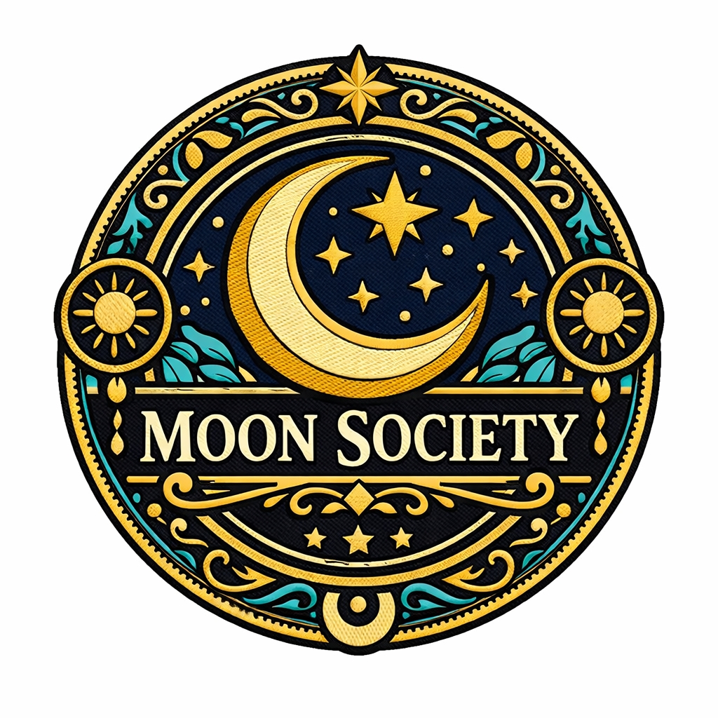 Vintage Moon Society Emblem with Ornate Gold Design Hat