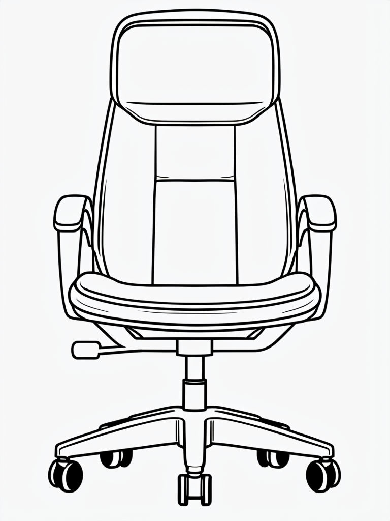 Minimalist Office Chair Line Drawing for Coloring Book Pages