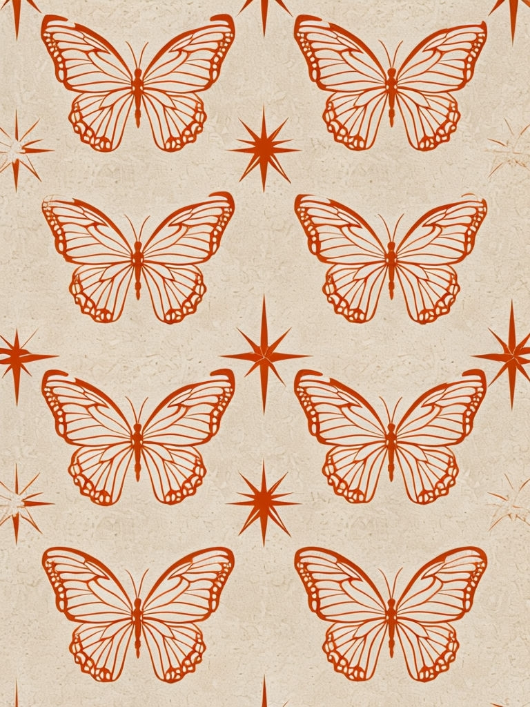 Ornate Burnt Orange Butterfly Pattern Phone Case Cover