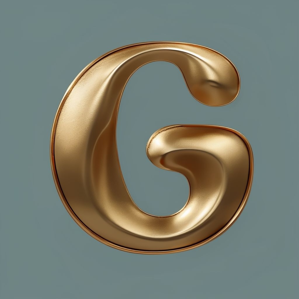 Luxurious Gold Letter G 3D Monogram Design on Teal Background Monogram