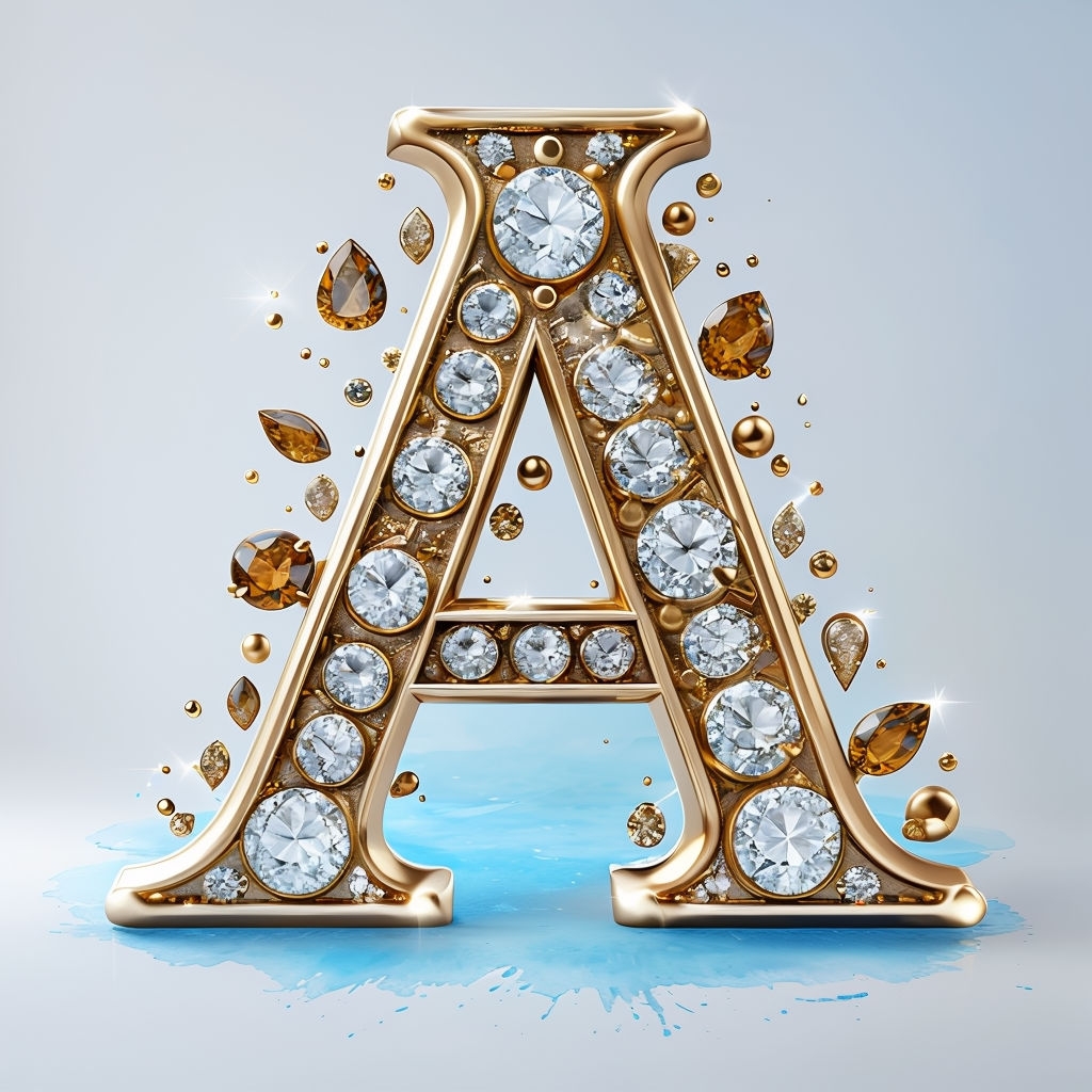 Luxurious Gold and Gemstone Letter A Design Poster