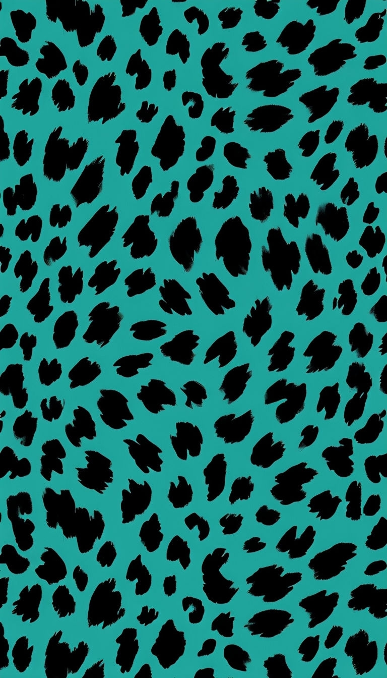 Teal Background with Black Leopard Print Pattern Phone Case Cover