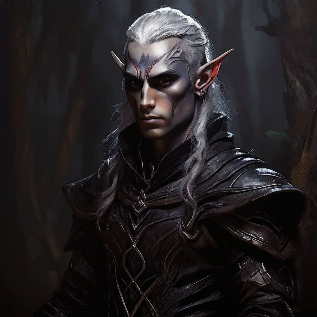 Male dark Elf painting big ears by Samantha Clark - Playground