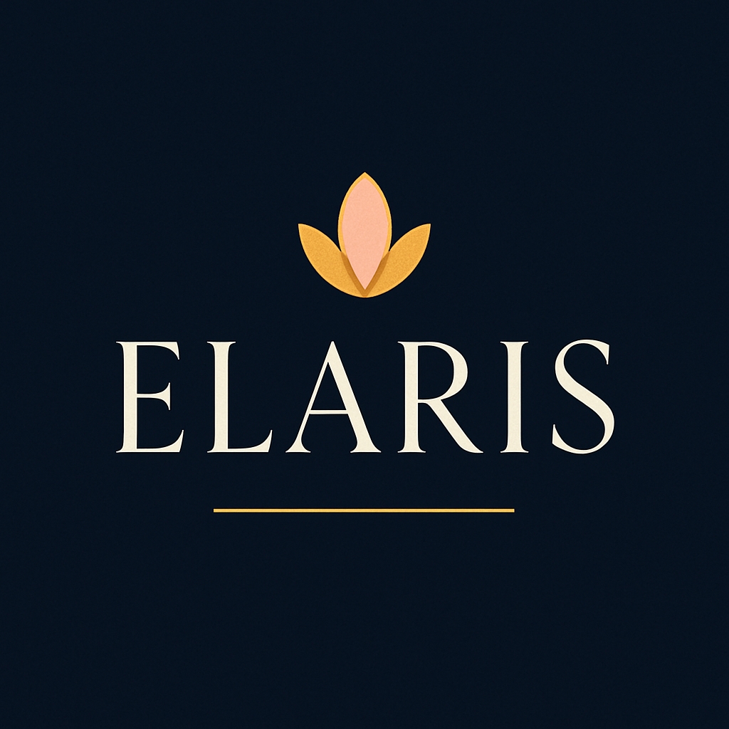 Elegant Minimalist ELARIS Logo Design with Flower Motif