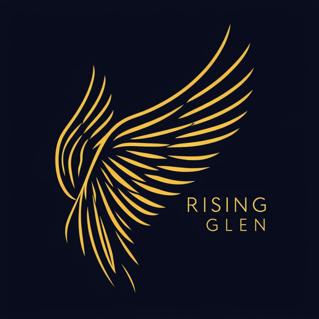 Elegant Gold Bird Wings Rising Glen Logo Design