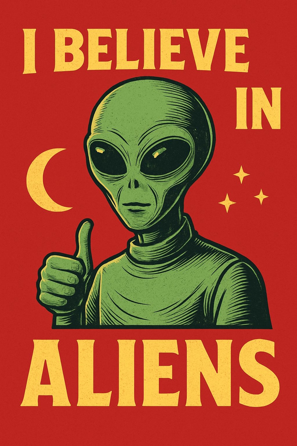 Vintage Alien Believer Poster Art T-Shirt