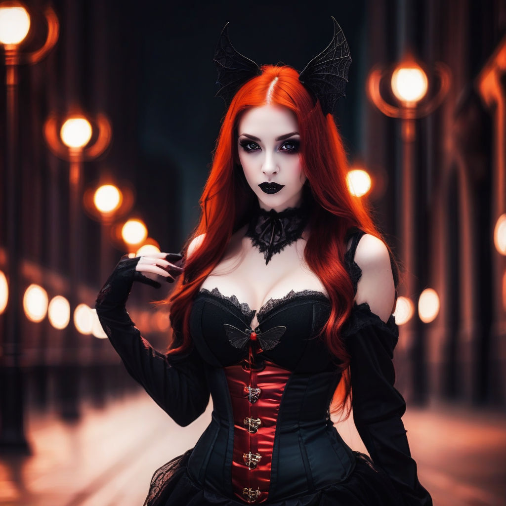 Beautiful vampire girl with red hair