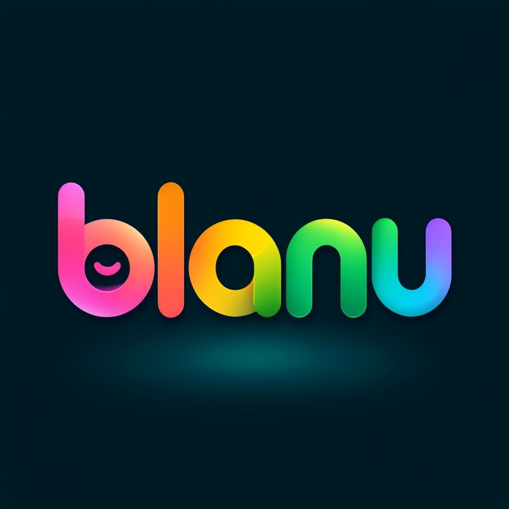 Vibrant Blanu Logo Design with Rainbow Gradient T-Shirt