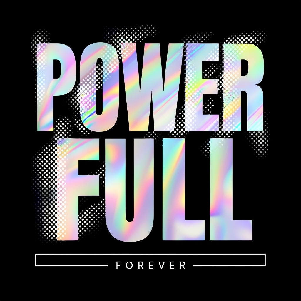 Iridescent Power Full Graphic Design T-Shirt