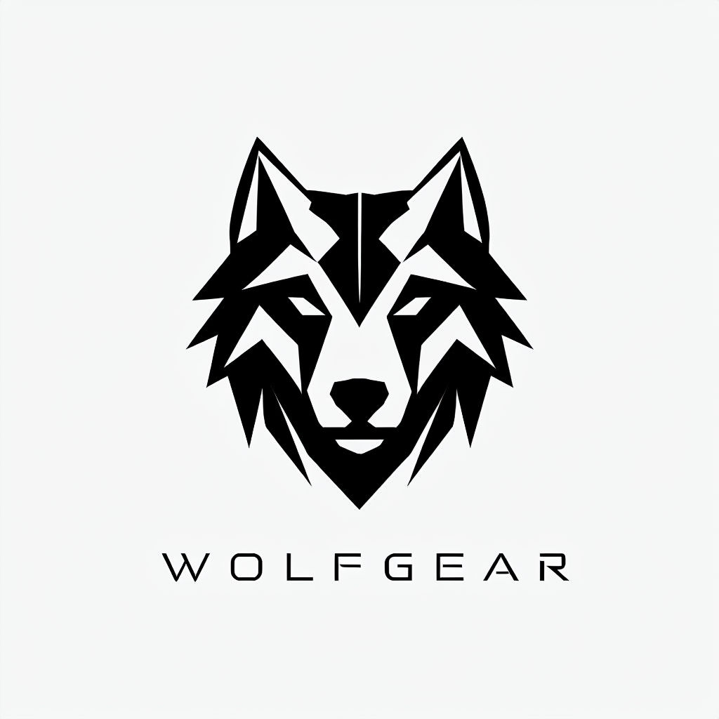 Minimalist Geometric Wolf's Head Logo for WOLFGEAR Brand