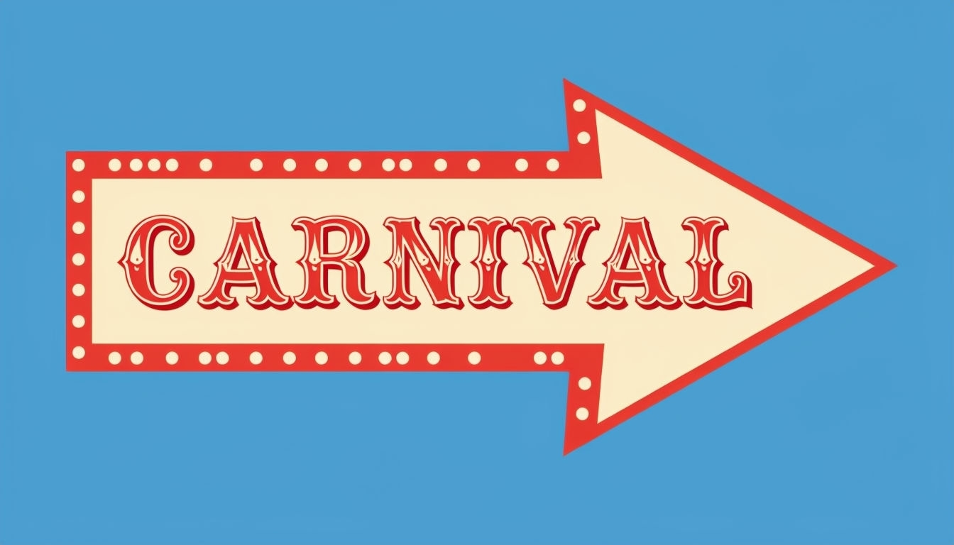 Vintage Carnival Arrow Graphic with Decorative Text Sign