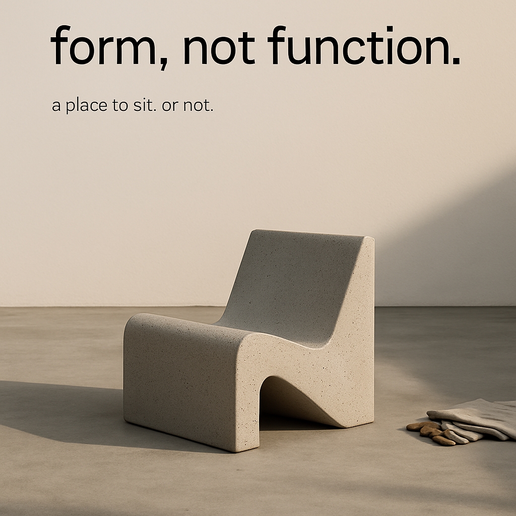 Minimalist Abstract Chair Advertisement with Soft Natural Lighting Ads