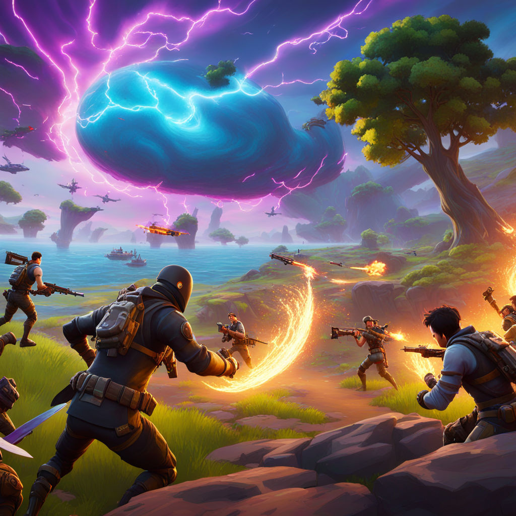 Fortnite Island battle scene showcasing a vivid conflict wit... by ...