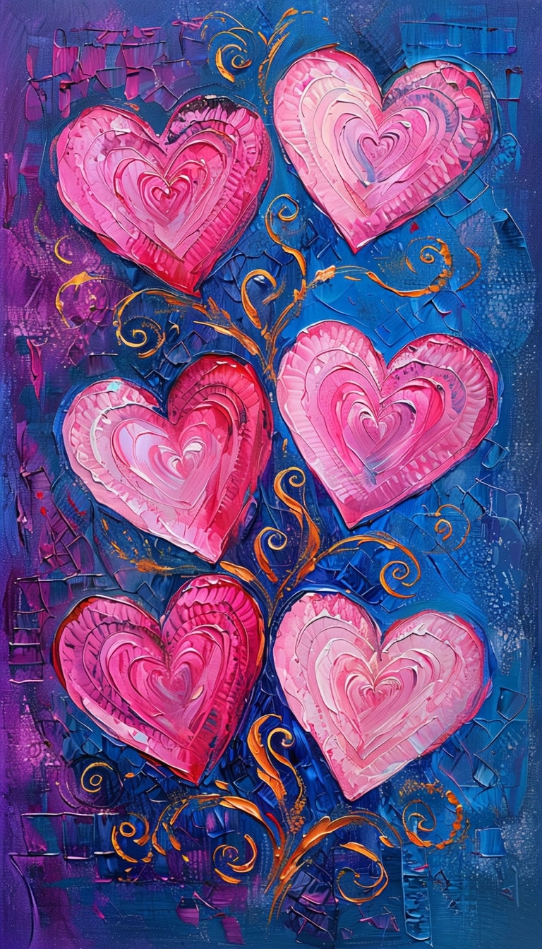 Vibrant Impressionist Heart Floral Motif Art for Home Decor