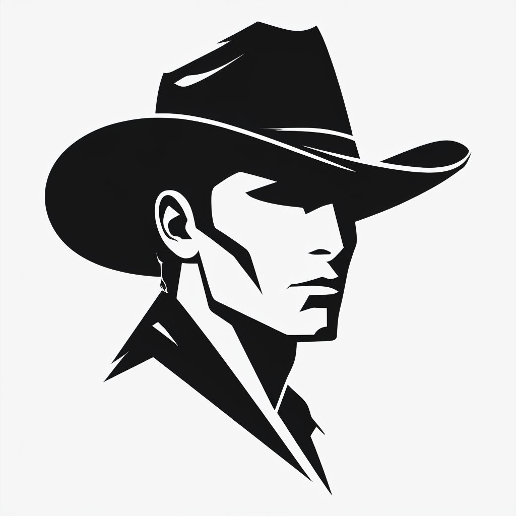 Minimalist Cowboy Hat Silhouette Logo Design in Black and White Logo