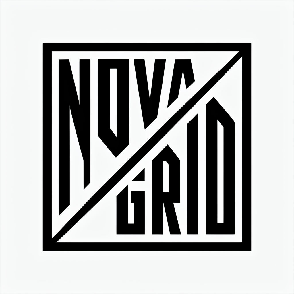 Modern Geometric NOVA GRID Logo Design on White Background