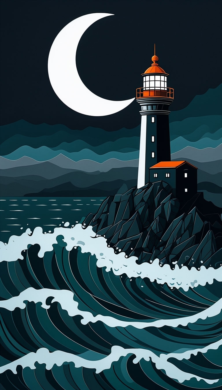 Dramatic Night Coastal Scene with Lighthouse Phone Case Cover