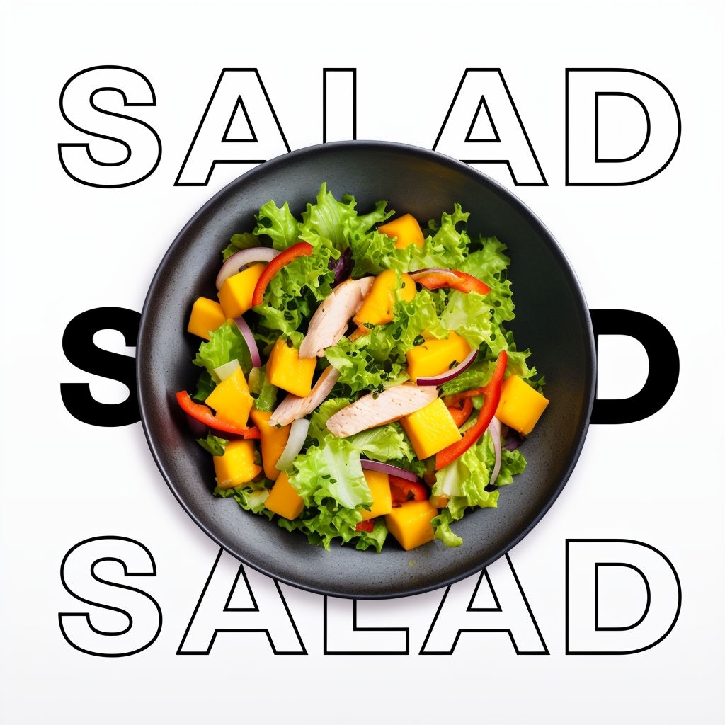 Vibrant Fresh Salad in Dark Bowl Aesthetic Social Media Post