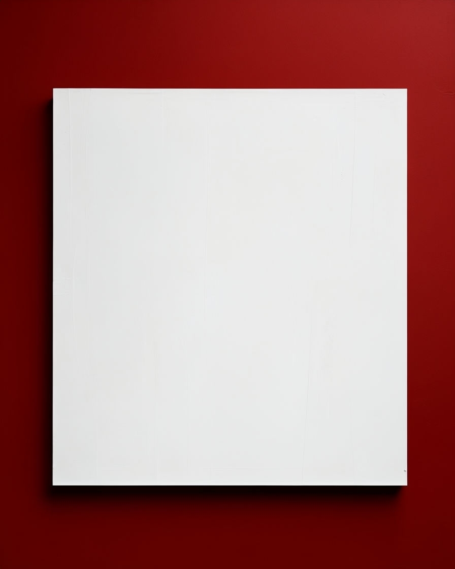 Minimalist White Square Panel on Deep Red Background Mockup