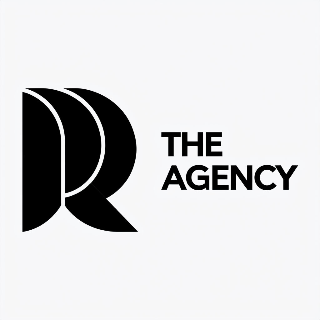 Modern Minimalist Black and White R Logo Design for The Agency Logo