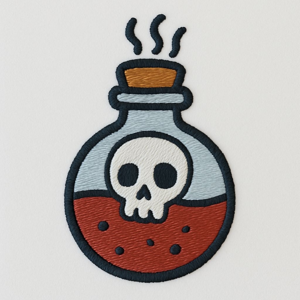 Eerie Fantasy Potion Bottle Embroidered Patch for Hats