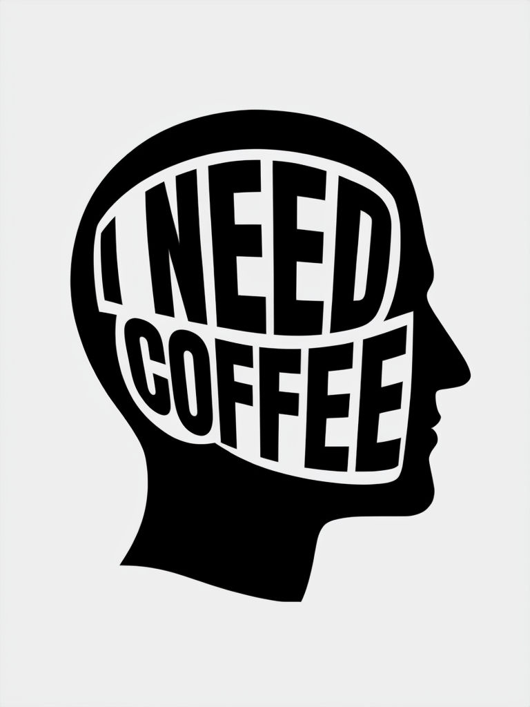 Bold I Need Coffee Head Silhouette T-Shirt Design