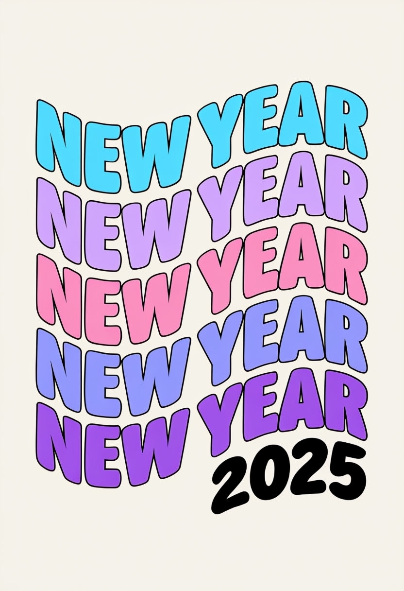 Pastel New Year 2025 Cartoon T-Shirt