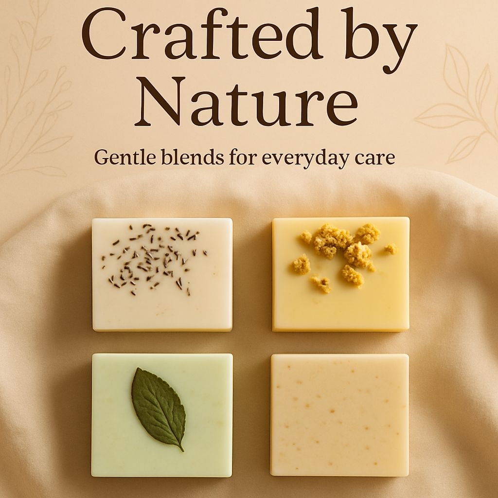 Minimalist Soap Display with Natural Textured Elements Advertisement