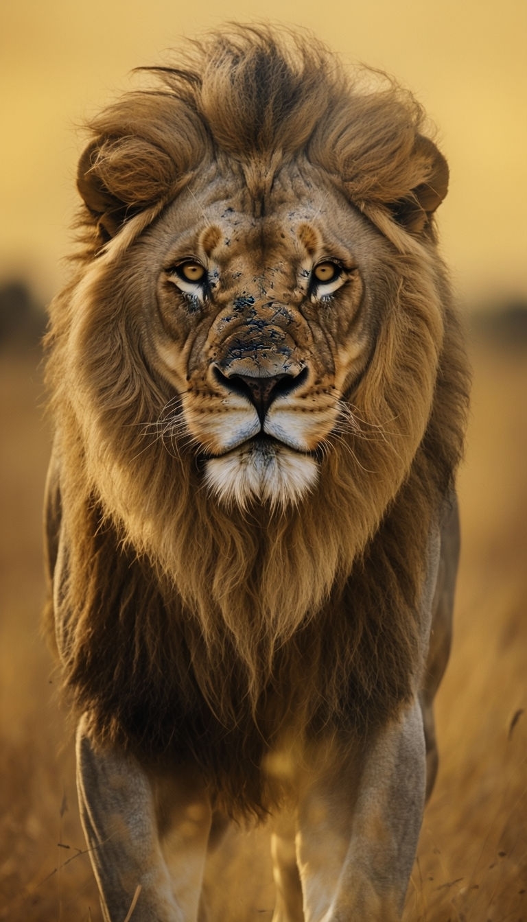 Majestic African Lion Portrait Captured on Kodak Film Art