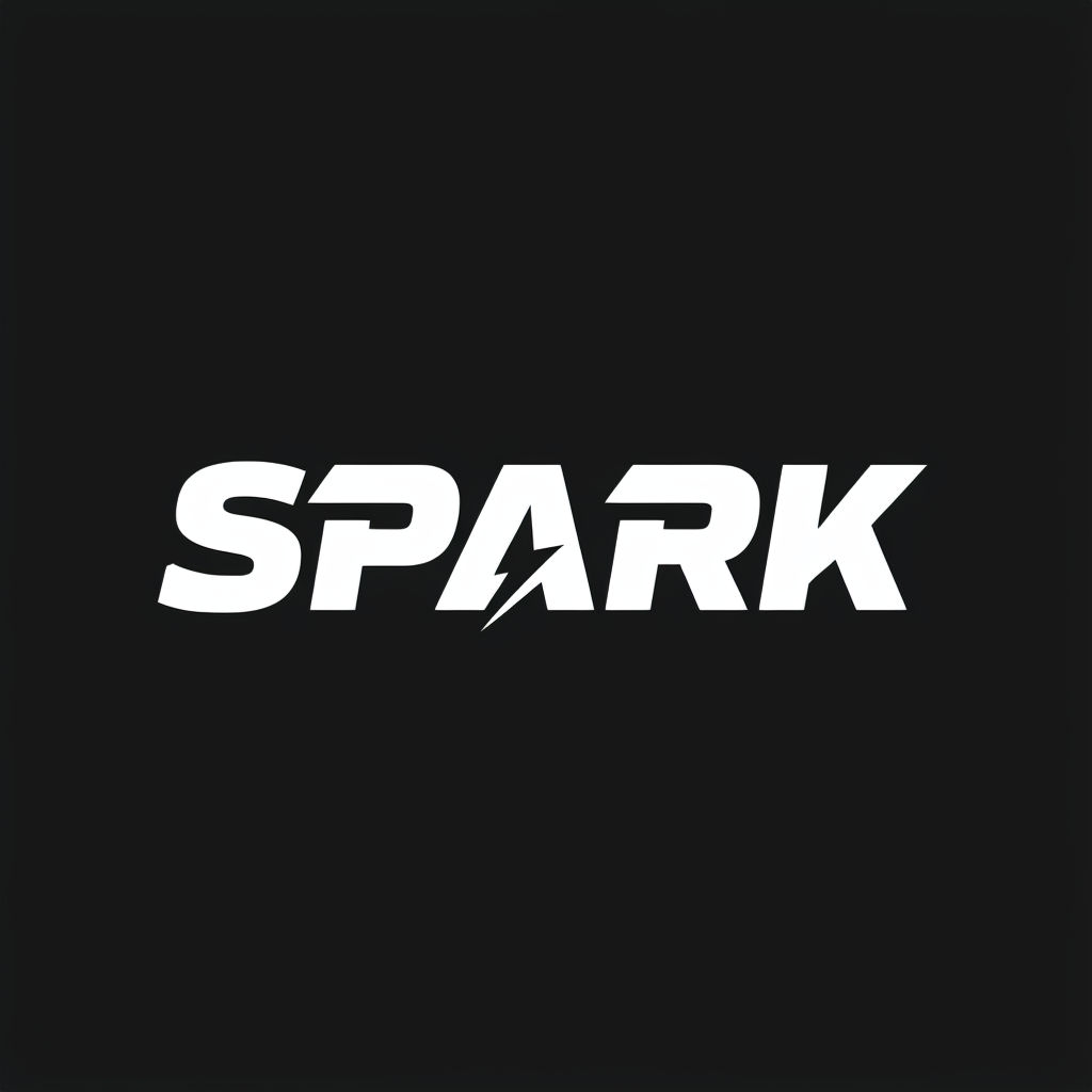 Modern Minimalist SPARK Logo Design with Lightning Bolt Element