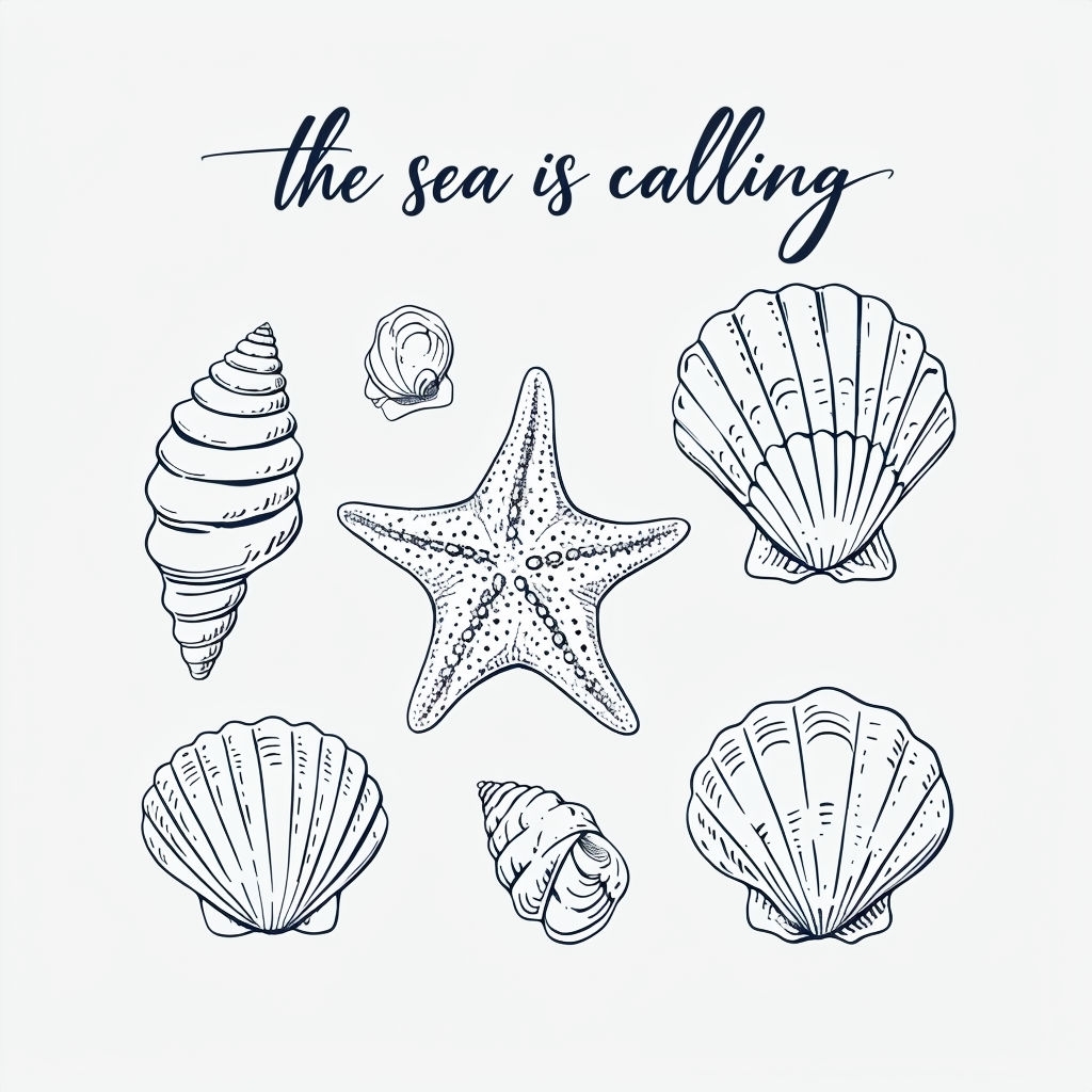 The Sea is Calling Minimalist Nautical Line Drawing Mug