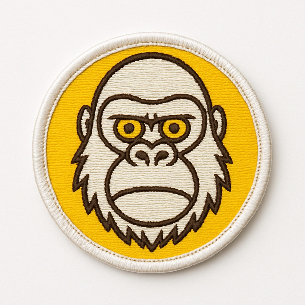 Vibrant Gorilla Embroidered Patch Design for Hats