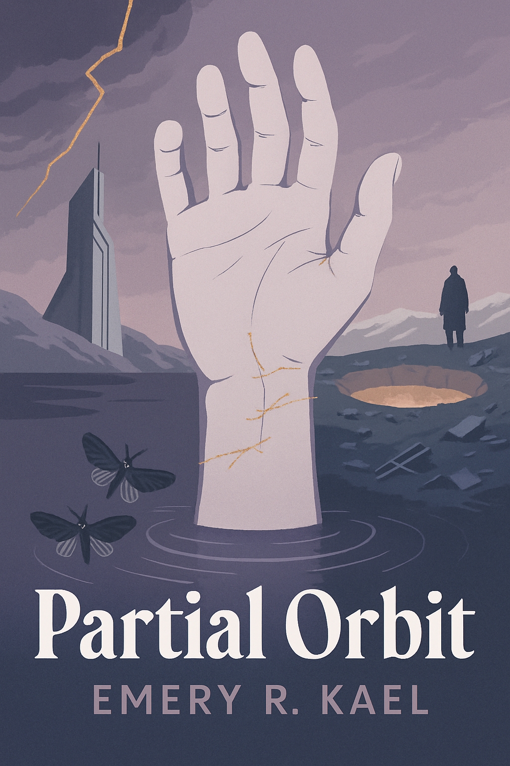 Surreal Dystopian EBook Cover for Partial Orbit by Emery R. Kael
