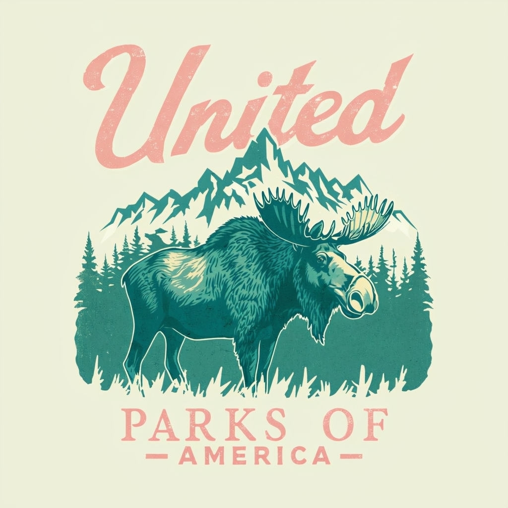 Vintage Yellowstone Moose Illustration T-Shirt