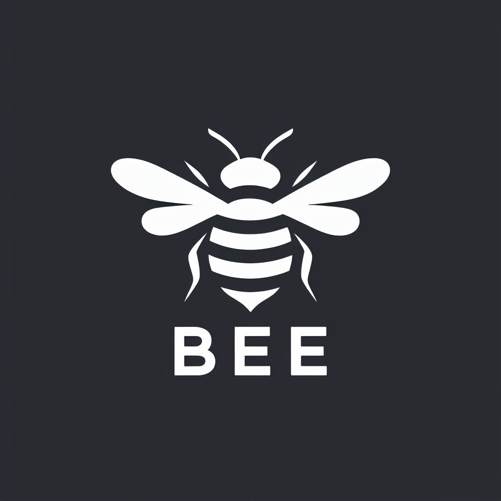 Minimalist White Bee Logo Design on Dark Background Logo