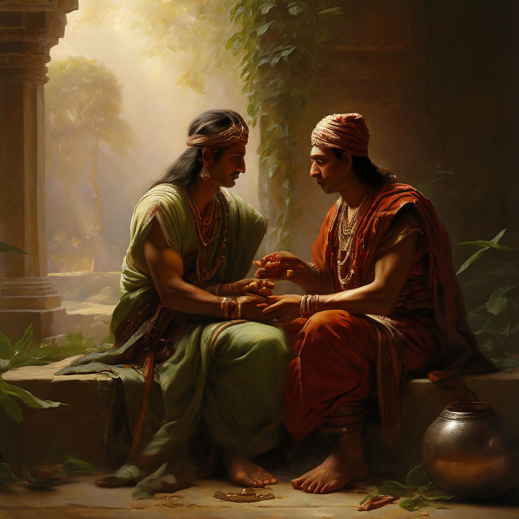 King Yayati procure the sage for the young brahmin. by Jessy R - Playground