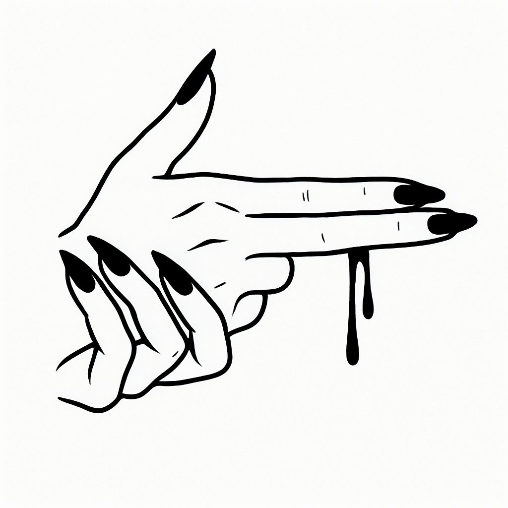Minimalist Black and White Hand Drawing with Dripping Nail Sticker
