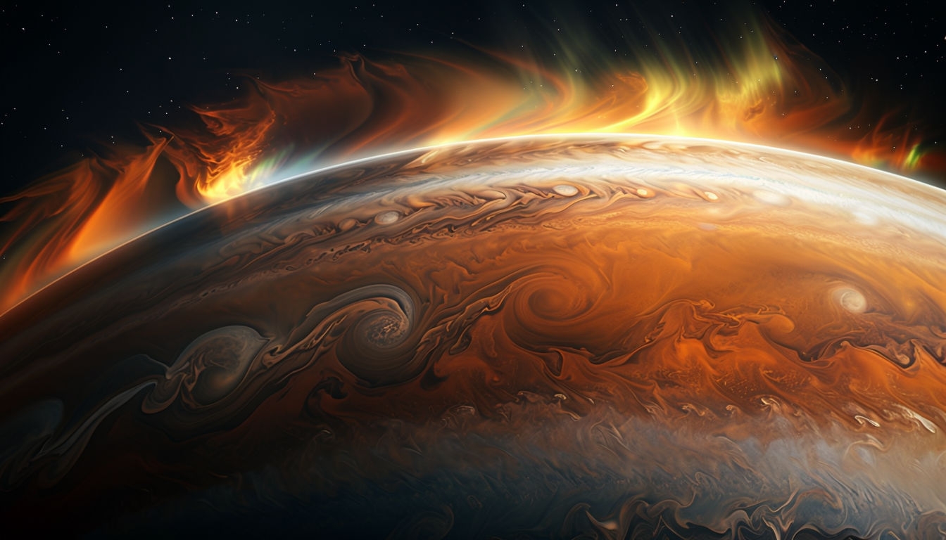 Vibrant Jupiter Atmosphere Digital Art for Virtual Backgrounds