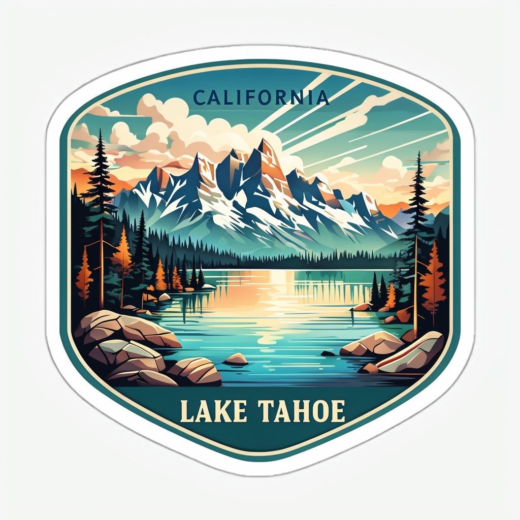 Vintage Lake Tahoe Retro Travel Sticker Design