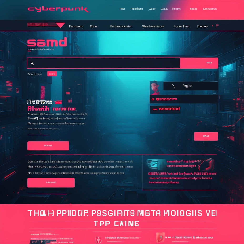 Cyberpunk website with a large search bar and proposition on... by ...