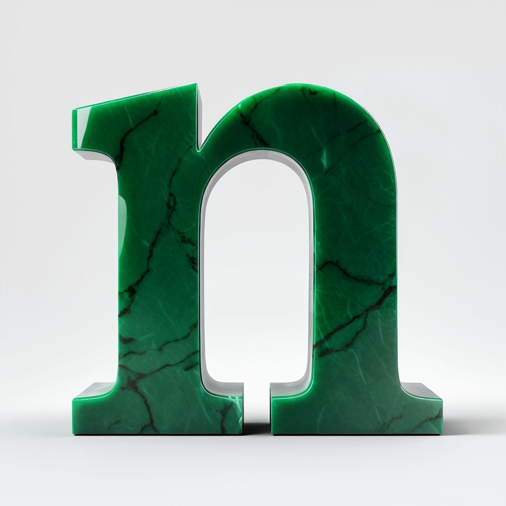 Elegant Green Marble Letter N Monogram Design