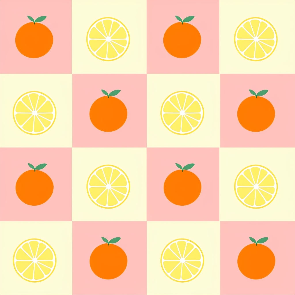 Cheerful Fruit Pattern with Oranges and Lemons for Summer Decor Seamless Pattern