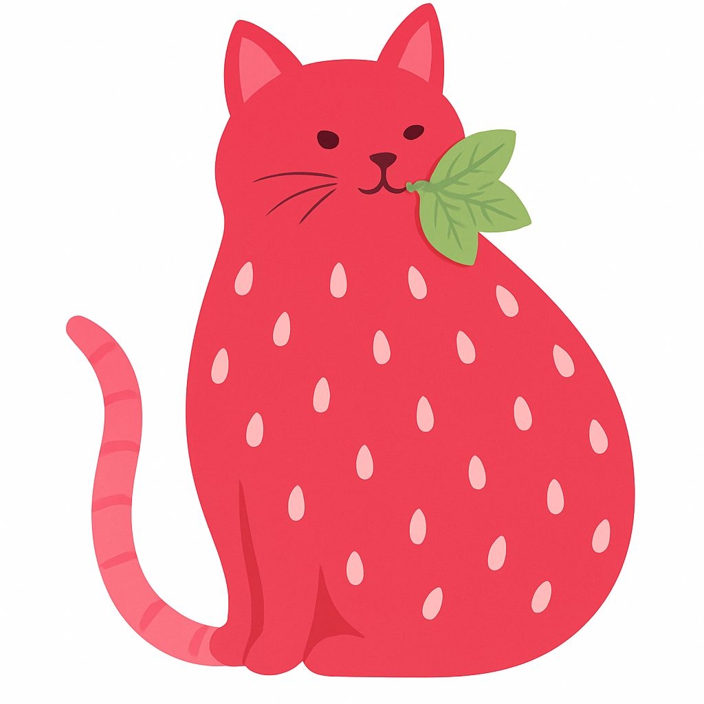 Vibrant Cartoon Red Cat with Leaf Sticker Design