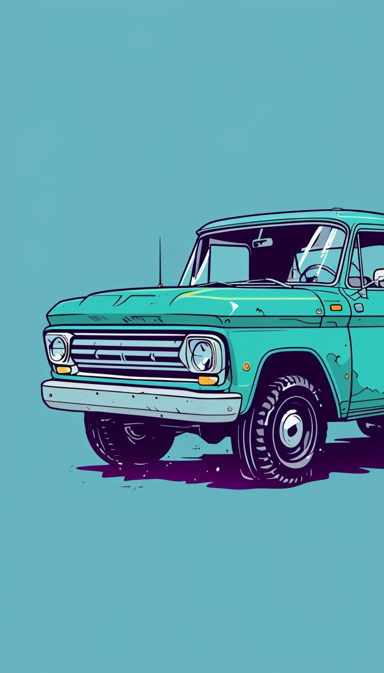 Vibrant 1960s-Style Truck Illustration for Phone Case Covers